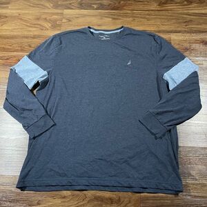 Nautica Long Sleeve Crew Neck Blue  T-Shirt Cotton Logo Men’s Size 3XL